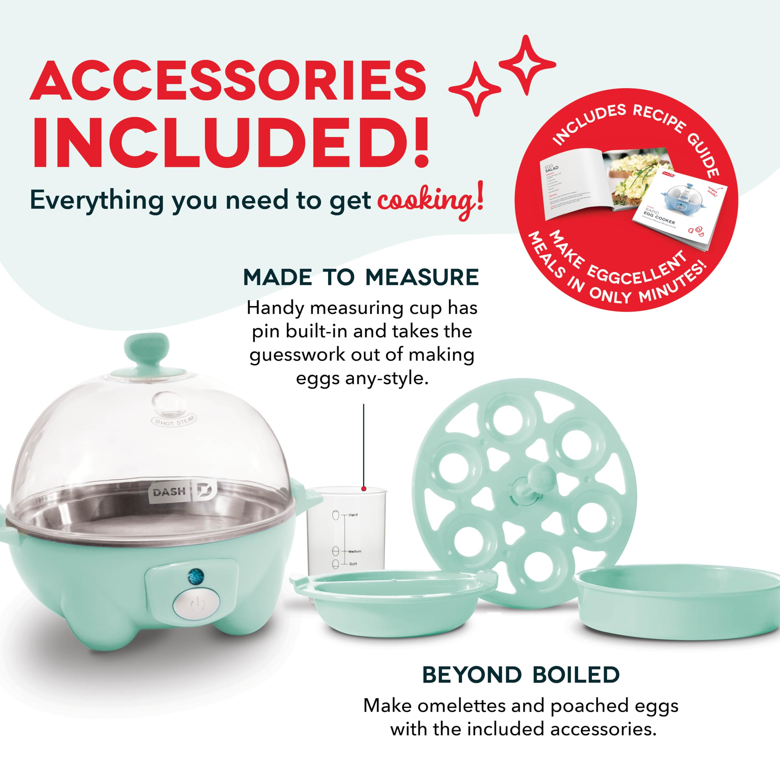 Dash Rapid Egg Cooker: 6 Egg Capacity Electric Egg Cooker For Hard Boiled Eggs, Poached Eggs, Scrambled Eggs, Or Omelets With Au